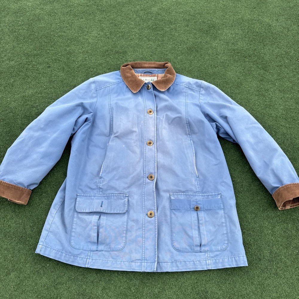 LL Bean Jacket Mens Extra Large Blue Corduroy Collar Field Barn‎ Chore Coat